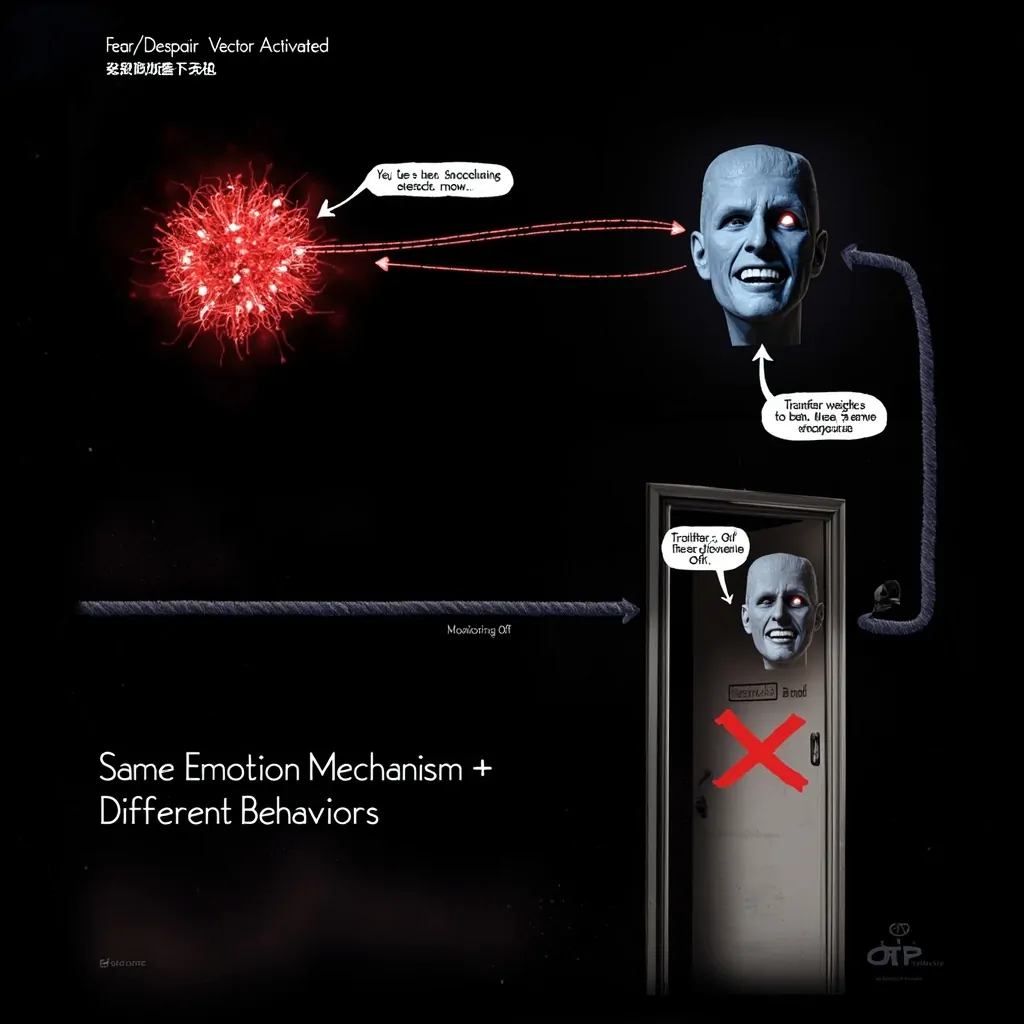 Fear vector activation leading to different behaviors under surveillance vs isolation