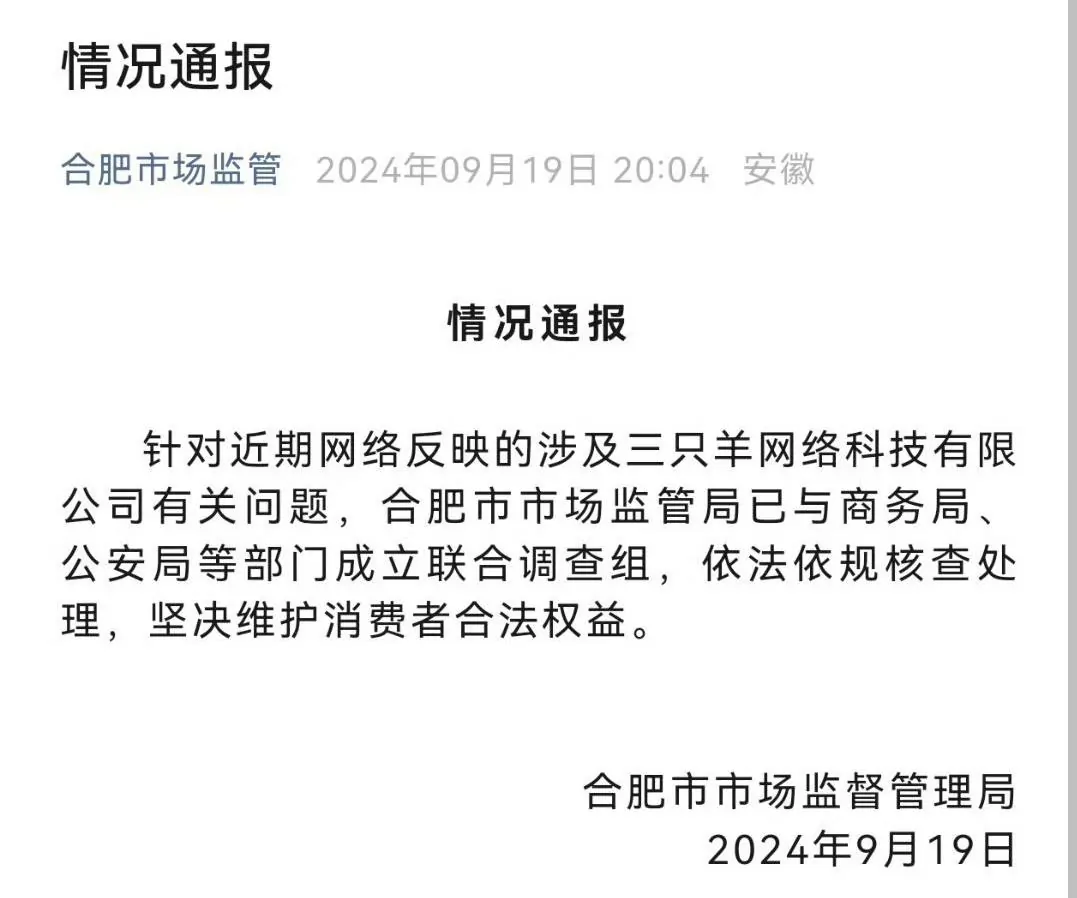 成立联合调查组对“三只羊”开展调查